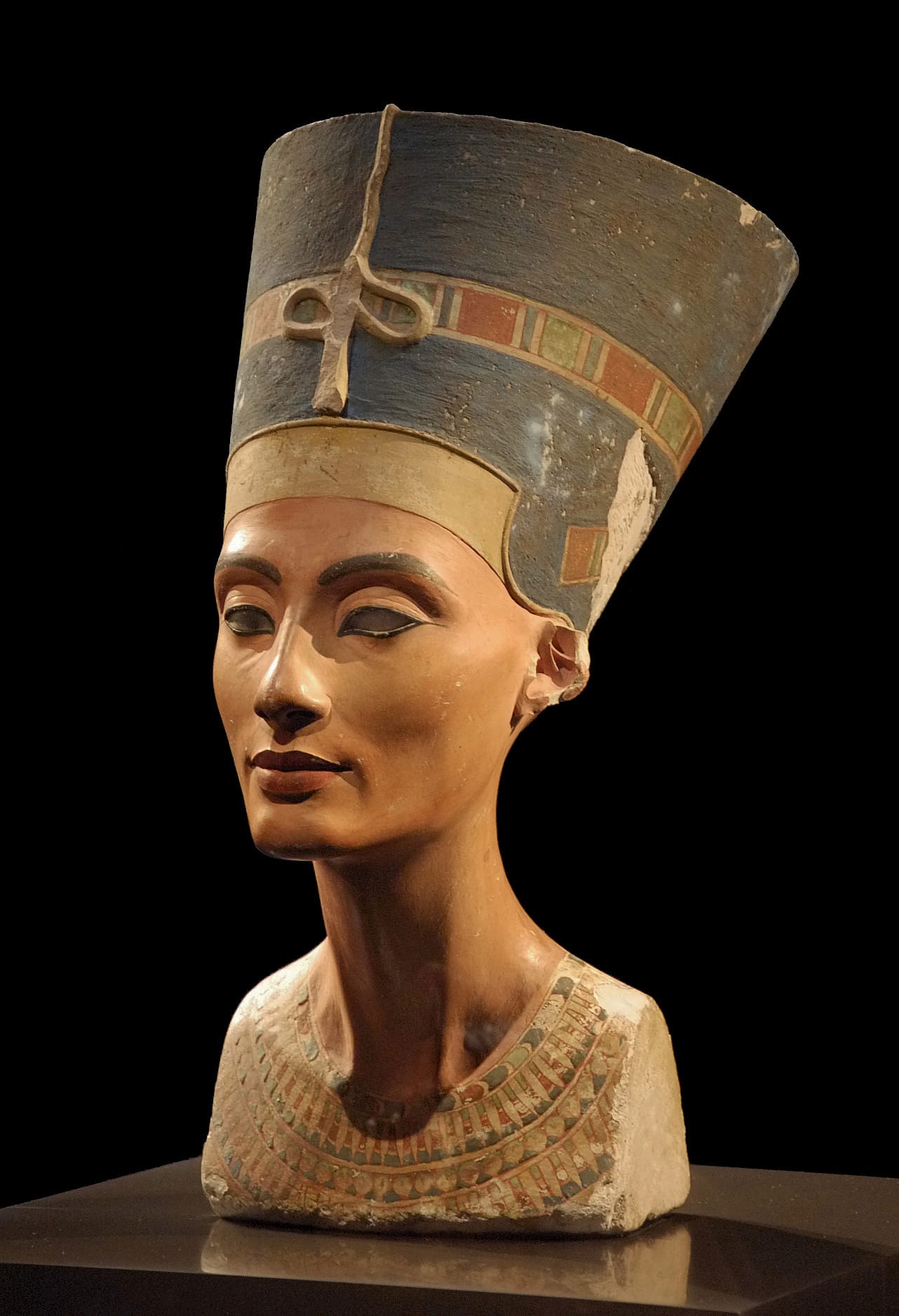 Nefertiti's famous bust in Berlin's Neues Museum, photographed by Philip Pikart (CC BY-SA 3.0)