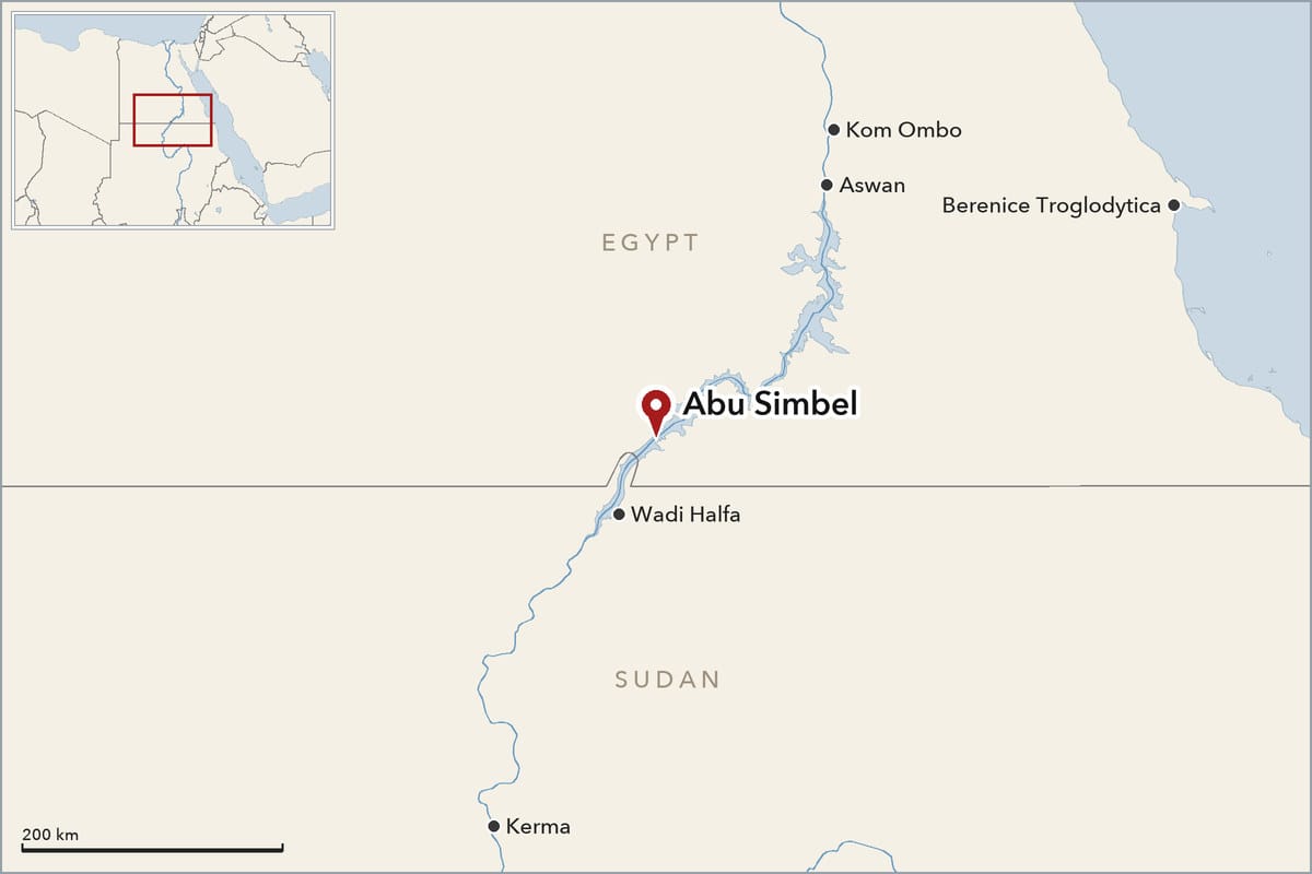 Map showing where Abu Simbel is