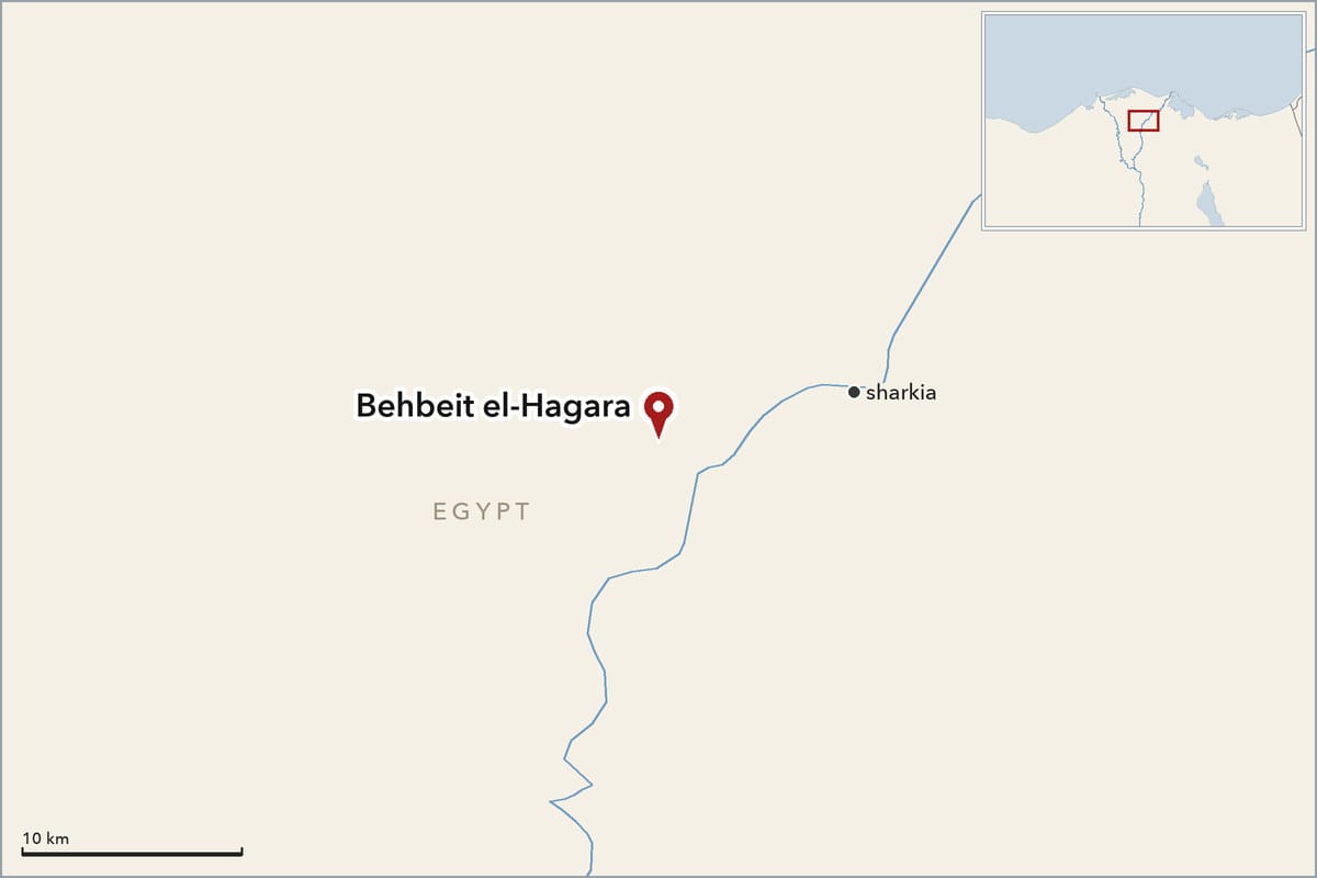Map showing where Behbeit el-Hagara is