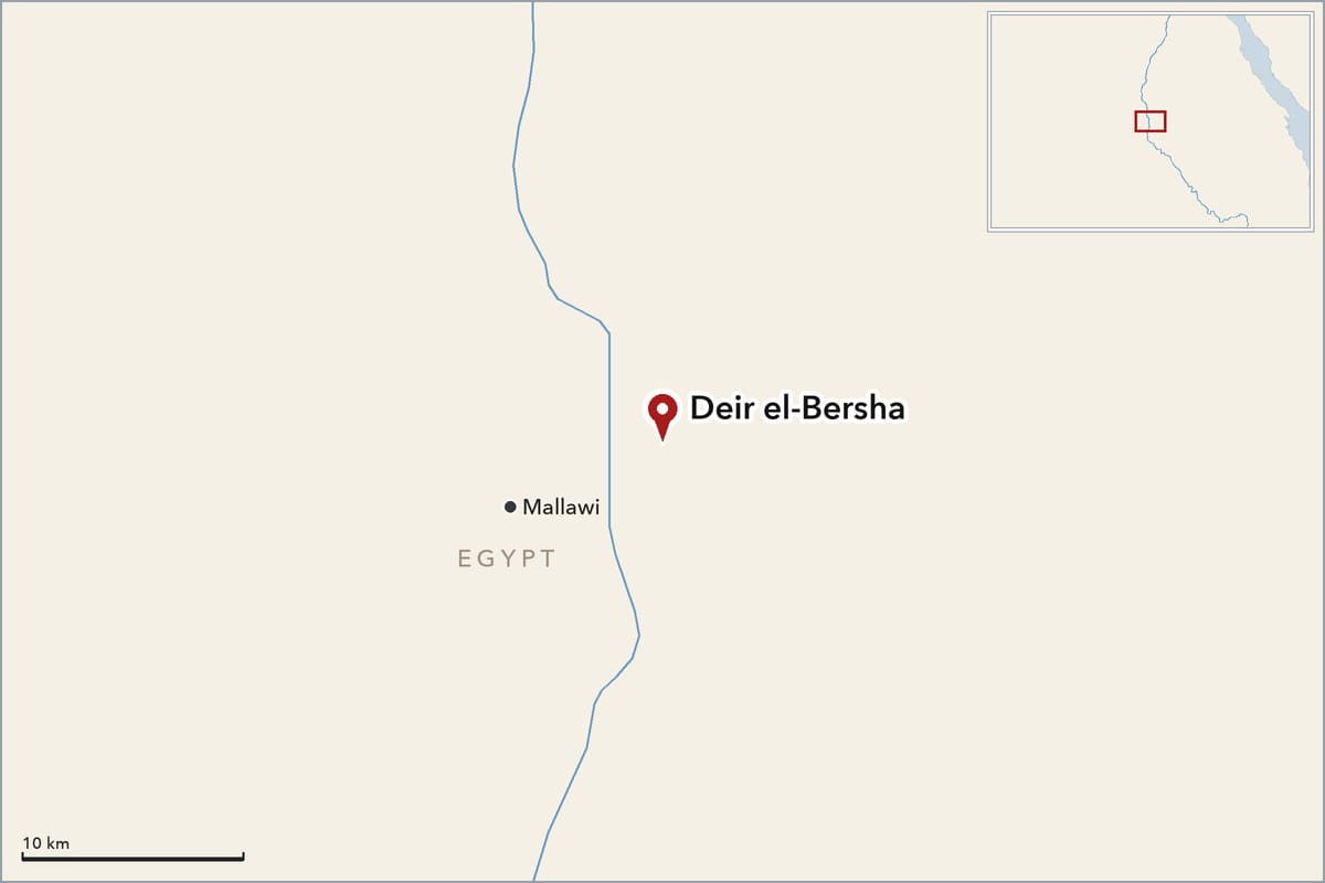 Map showing where Deir el-Bersha is