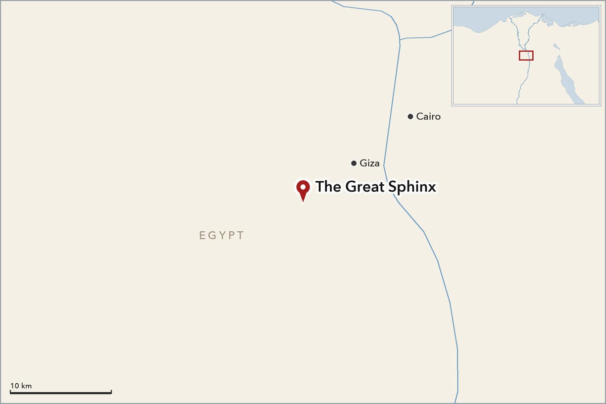 Map showing where The Great Sphinx is