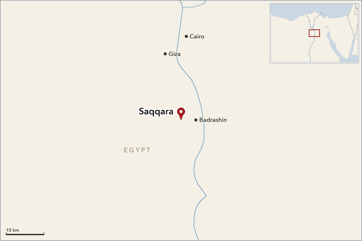 Map showing where Saqqara is