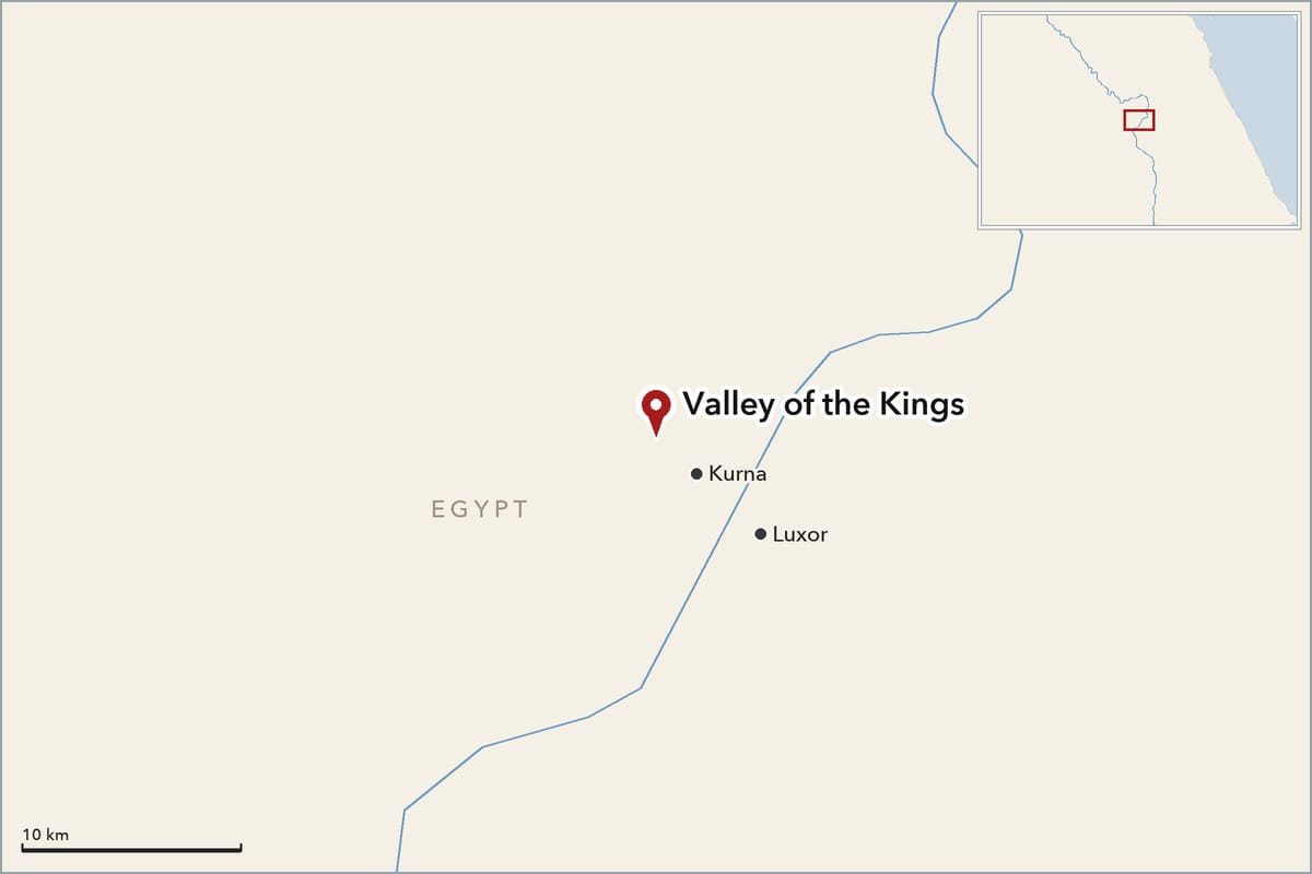 Map showing where Valley of the Kings is